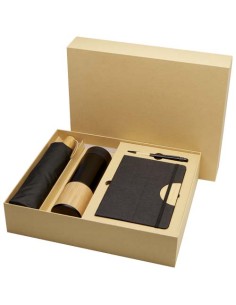 Set regalo con blocco note formato A5 con copertina rigida e penna a sfera Carmen (inchiostro nero)