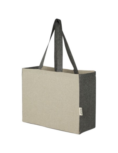 Tote bag a soffietto in cotone riciclato da 190 g/m² con lati a contrasto Pheebs - 18L