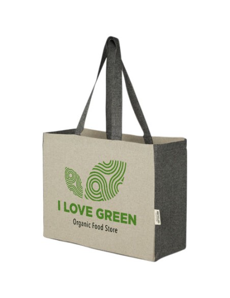 Tote bag a soffietto in cotone riciclato da 190 g/m² con lati a contrasto Pheebs - 18L