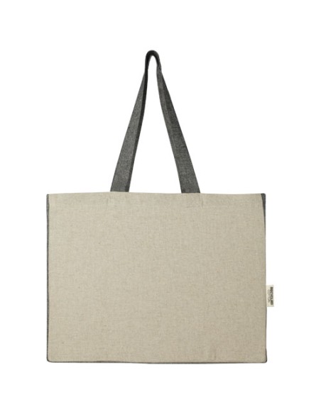 Tote bag a soffietto in cotone riciclato da 190 g/m² con lati a contrasto Pheebs - 18L