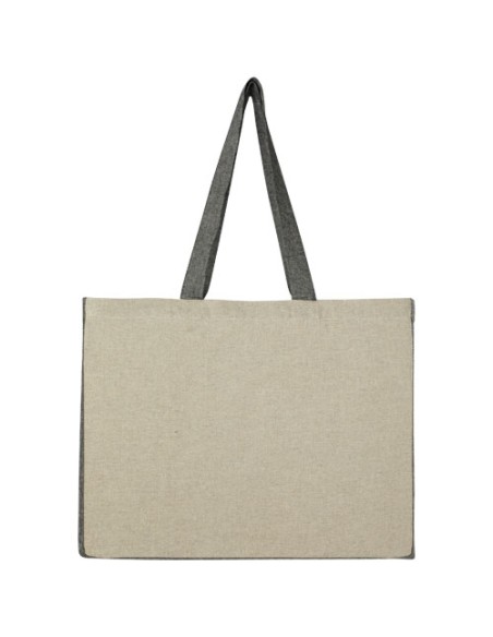 Tote bag a soffietto in cotone riciclato da 190 g/m² con lati a contrasto Pheebs - 18L