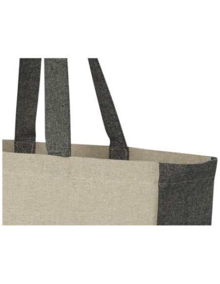 Tote bag a soffietto in cotone riciclato da 190 g/m² con lati a contrasto Pheebs - 18L
