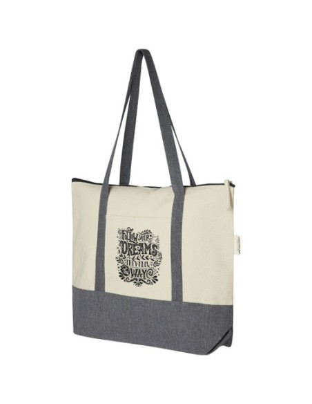 Tote bag in cotone riciclato da 320 g/m² con zip Repose - 10L