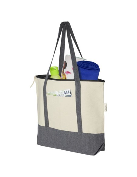 Tote bag in cotone riciclato da 320 g/m² con zip Repose - 10L