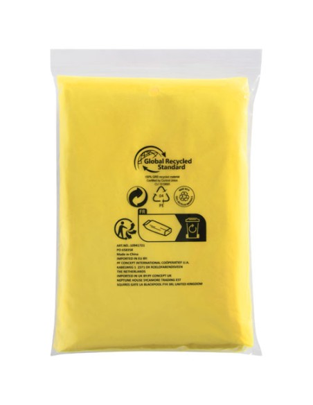 Poncho impermeabile monouso in materiale riciclato certificato GRS con custodia Mayan 