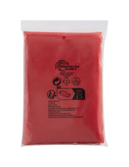 Poncho impermeabile monouso in materiale riciclato certificato GRS con custodia Mayan 