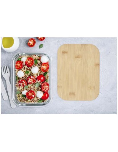 Contenitore per pranzo Roby di vetro con coperchio in bambù da 1000 ml