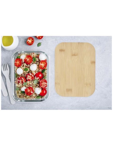 Contenitore per pranzo Roby di vetro con coperchio in bambù da 1000 ml