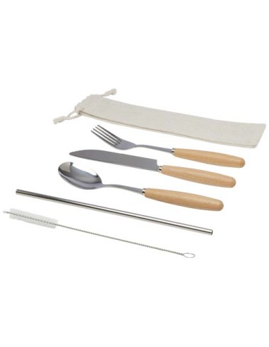 Set di posate da 5 pezzi in acciaio inossidabile e legno di faggio Root 
