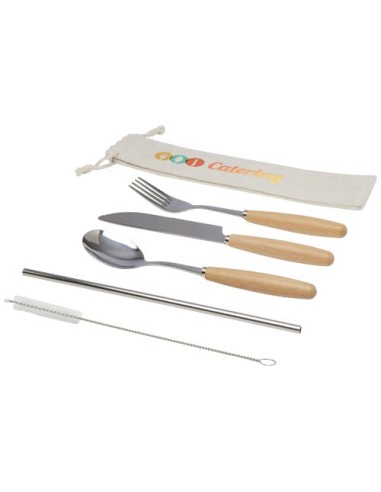 Set di posate da 5 pezzi in acciaio inossidabile e legno di faggio Root 