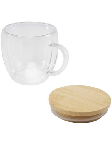 Tazza in vetro da 250 ml con coperchio in bambù Lenora