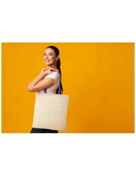 Shopper in cotone 100 g/m² con manici colorati Nevada - 7L