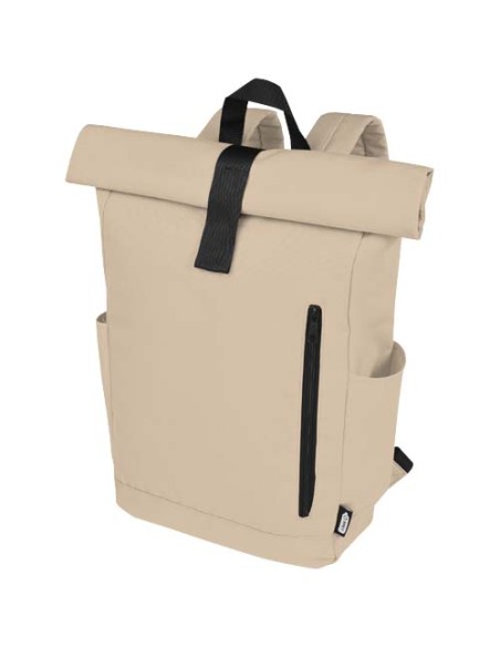 Zaino con chiusura arrotolabile per portatile da 15,6" in PET riciclato certificato GRS Byron 18L