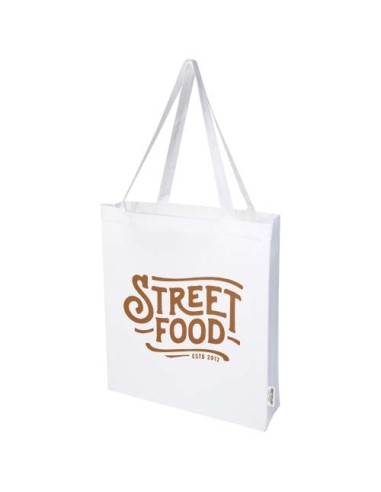 Tote bag a soffietto in cotone riciclato certificato GRS da 140 g/m² Madras - 12L