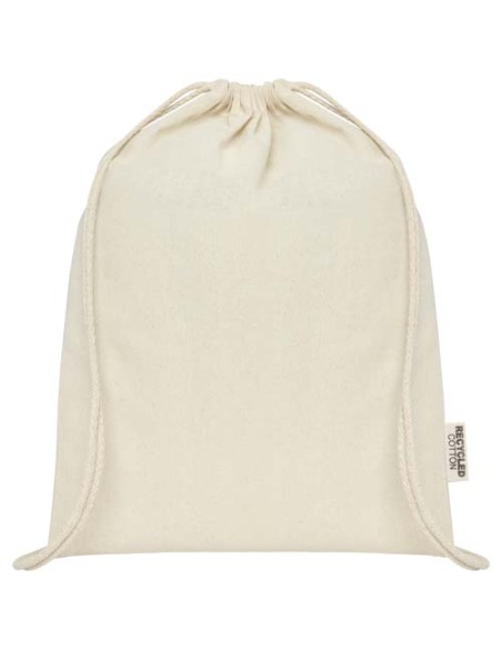 Borsa con cordoncino in cotone riciclato certificato GRS da 140 g/m² Oregon
