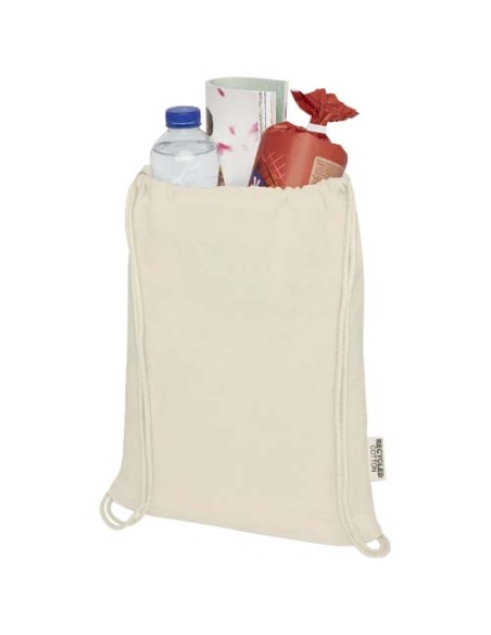 Borsa con cordoncino in cotone riciclato certificato GRS da 140 g/m² Oregon