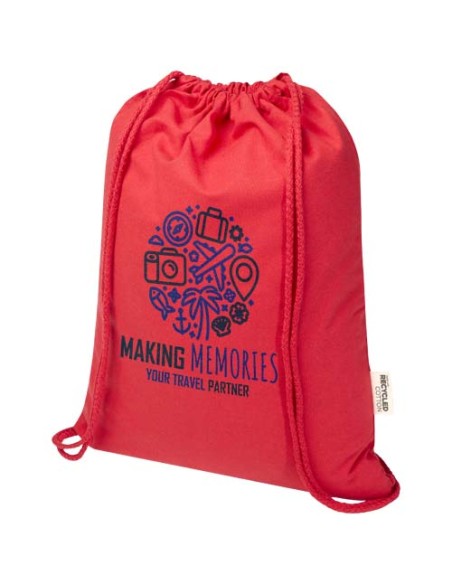 Borsa con cordoncino  in materiale riciclato GRS da 140 g/m² Oregon Blend - 5L