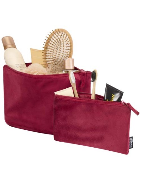 Set di beauty case in velluto riciclato certificato GRS Swift