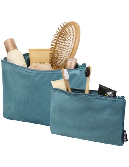 Set di beauty case in velluto riciclato certificato GRS Swift