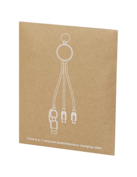 Cavo di ricarica 6 in 1 in plastica riciclata/bambù con portachiavi Tecta