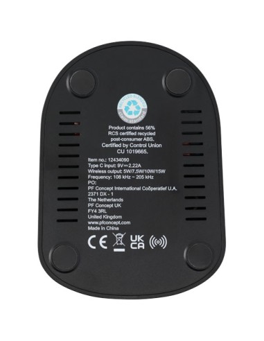 Stazione di ricarica in plastica riciclata RCS a doppia bobina da 15 W Loop
