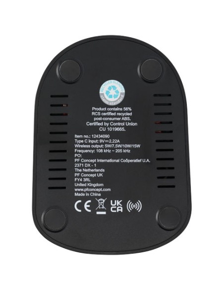 Stazione di ricarica in plastica riciclata RCS a doppia bobina da 15 W Loop