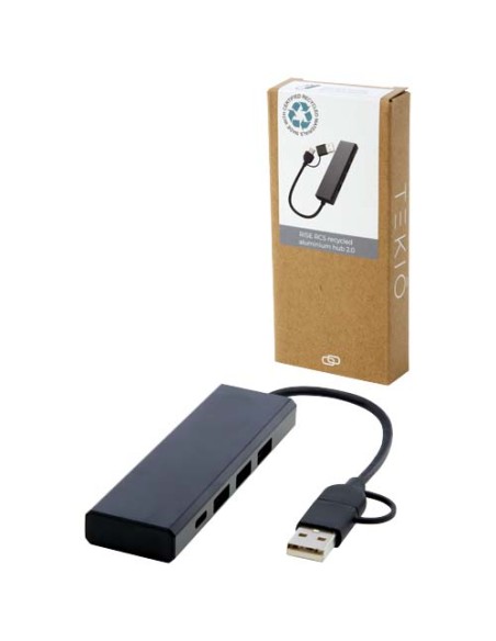 Hub USB 2.0 in alluminio riciclato RCS Rise