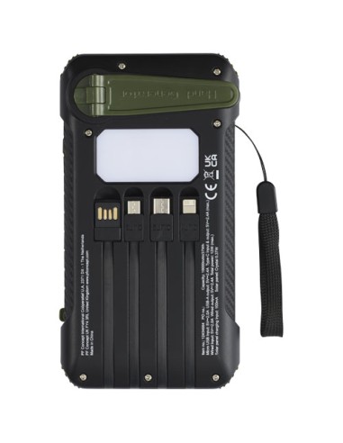Power bank a dinamo solare in plastica riciclata RCS da 10.000 mAh Soldy 