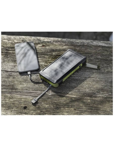 Power bank a dinamo solare in plastica riciclata RCS da 10.000 mAh Soldy 