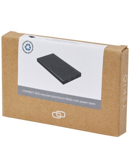 Power bank in alluminio riciclato da 5000 mAh Connect 