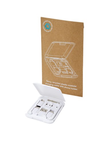 Cavo di ricarica modulare in plastica riciclata con supporto per telefono Savvy