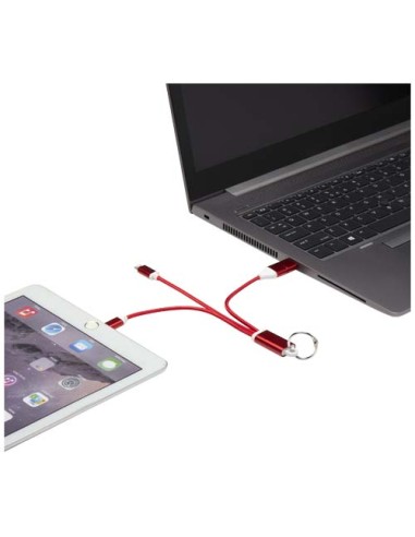 Cavo di ricarica in alluminio riciclato 4 in 1 con portachiavi Metal