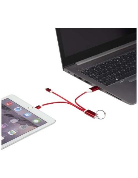 Cavo di ricarica in alluminio riciclato 4 in 1 con portachiavi Metal