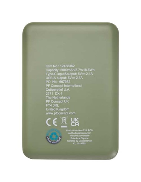 Power bank da 5000 mAh di Tipo C in plastica riciclata Asama