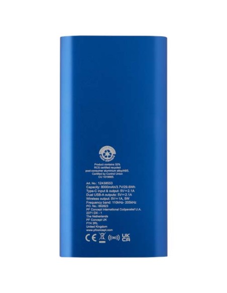 Power bank wireless da 8000 mAh Type C in alluminio riciclato Juice