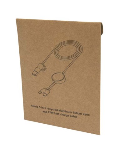 Cavo 5-in-1 in alluminio e plastica riciclata da 150 cm per la sincronizzazione dei dati e la ricarica rapida da 27 W Alasia