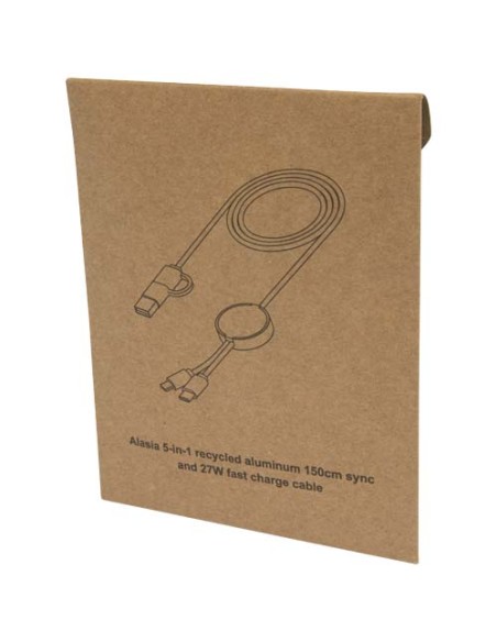 Cavo 5-in-1 in alluminio e plastica riciclata da 150 cm per la sincronizzazione dei dati e la ricarica rapida da 27 W Alasia