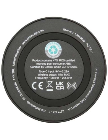 Stazione di ricarica wireless in plastica riciclata da 15 W Freal