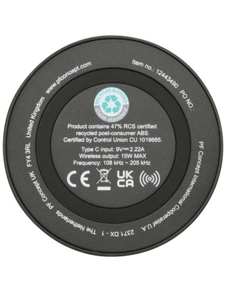Stazione di ricarica wireless in plastica riciclata da 15 W Freal