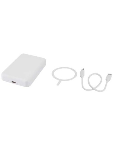 Power bank magnetico wireless da 5.000 mAh e 15 W con 20 W PD in plastica riciclata Acrab
