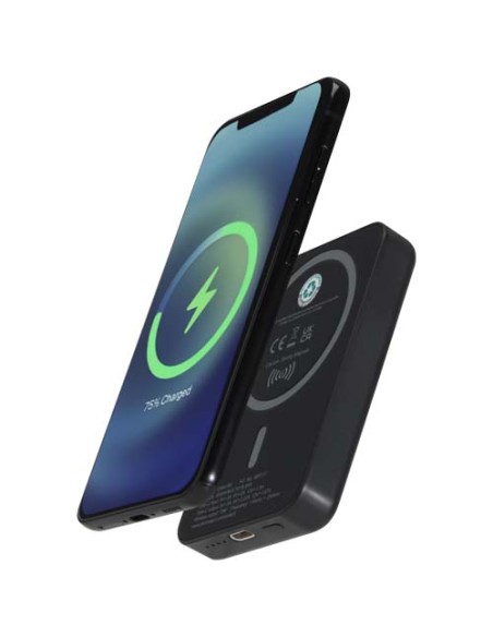 Power bank magnetico wireless da 5.000 mAh e 15 W con 20 W PD in plastica riciclata Acrab
