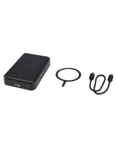 Power bank magnetico wireless da 10.000 mAh e 15 W con 20 W PD in plastica riciclata Acrab