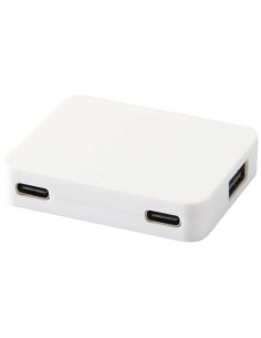 Hub USB a 4 porte con uscita USB-A e Tipo-C e doppio ingresso in plastica riciclata Gaia