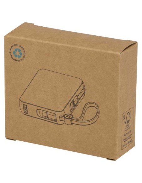 Power bank per tablet da 10.000 mAh e 35 W con cavo Tipo-C integrato in plastica riciclata Acrux