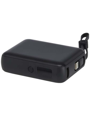 Power bank per tablet da 10.000 mAh e 35 W con cavo Tipo-C integrato in plastica riciclata Acrux