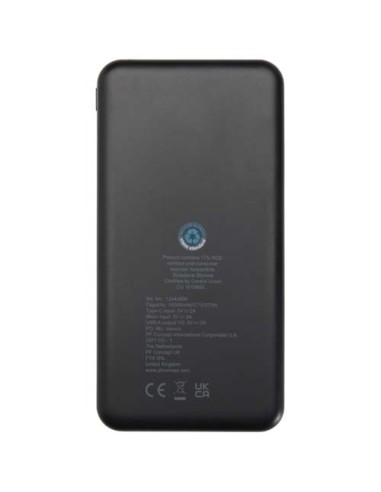 Power bank da 10.000 mAh e 10 W in plastica riciclata Intan