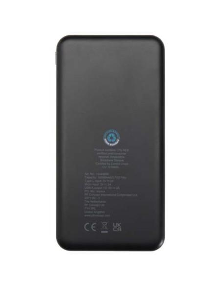 Power bank da 10.000 mAh e 10 W in plastica riciclata Intan