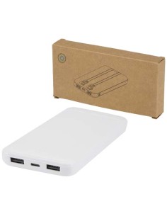 Power bank da 10.000 mAh e 10 W in plastica riciclata con 2 cavi integrati Adhil