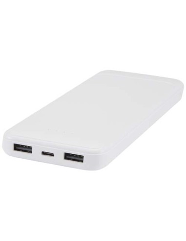 Power bank da 10.000 mAh e 10 W in plastica riciclata con 2 cavi integrati Adhil
