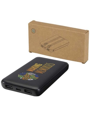 Power bank da 10.000 mAh e 10 W in plastica riciclata con 2 cavi integrati Adhil